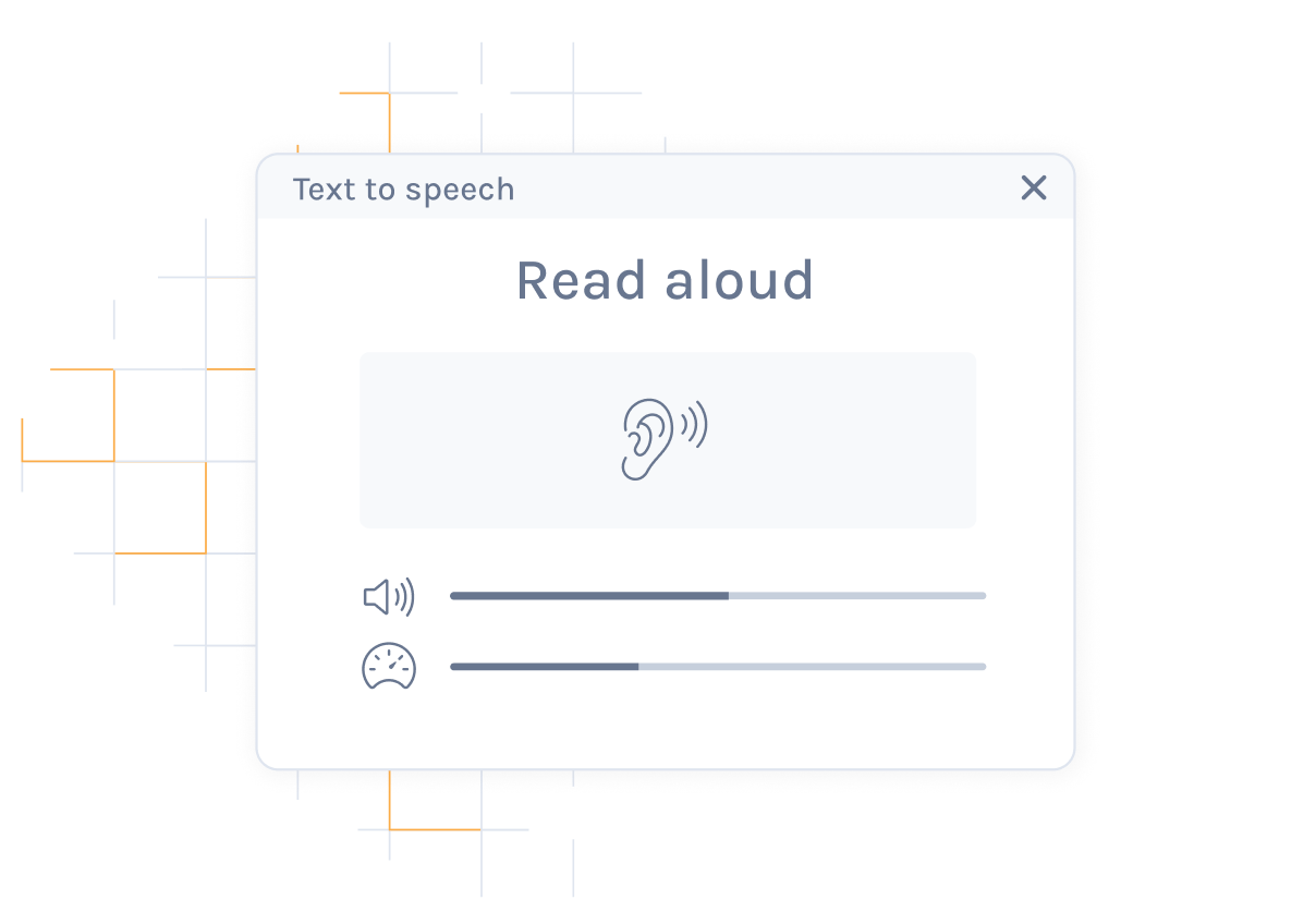 Illustration av verktyget ”Text till tal” på Exam.net