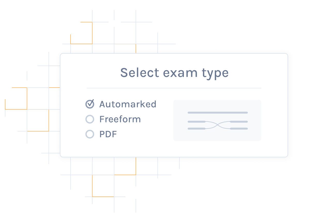 Ilustração da seleção do tipo de exame na Exam.net