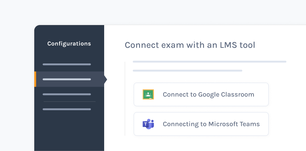 Exam configurations with the option to connect the exam to an LMS tool