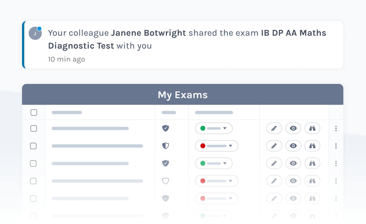 Kollega som delar ett prov via Exam.net